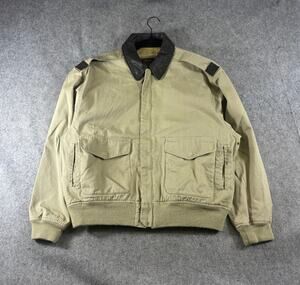 Cockpit USA Type A-2 Flight Bomber Jacket Mens Large Beige Full Zip USAF Army